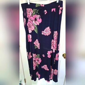 NWT-Agnes & Dora Floral Navy and Pink Women's Maxi Skirt